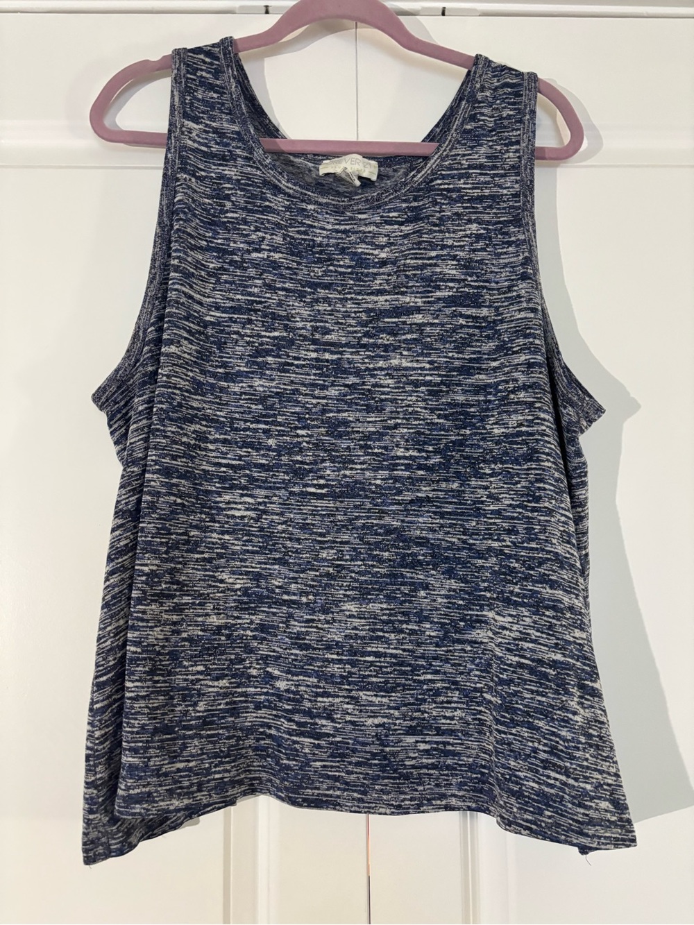 Forever 21 Navy and White Space-Dye Tank Top - Open back